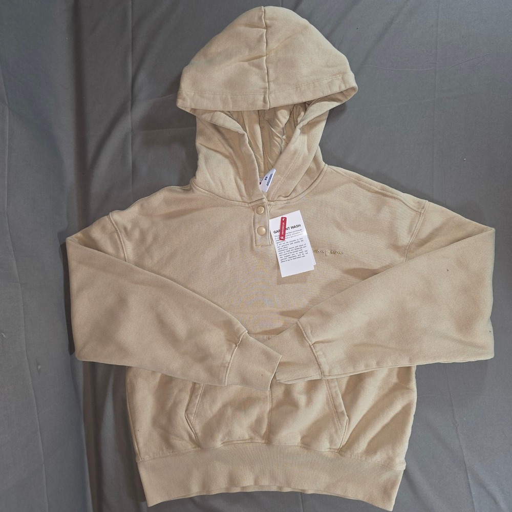 Champion Irish Cream Snap Pullover Hoodie CPW253TL09001 Tan XS NWT